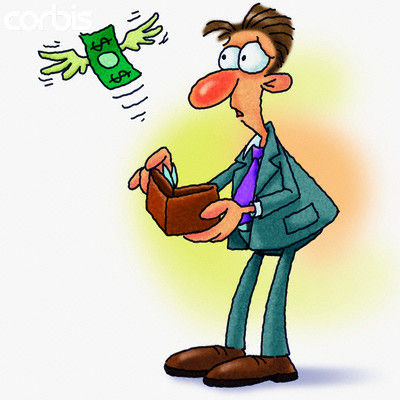 money flying out of man's wallet